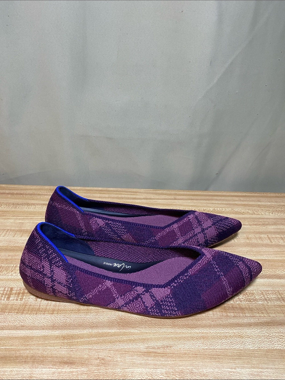 Rothy's  The Point II Purple Plaid Slip-On Pointed Toe Ballet Flats Women’s 10